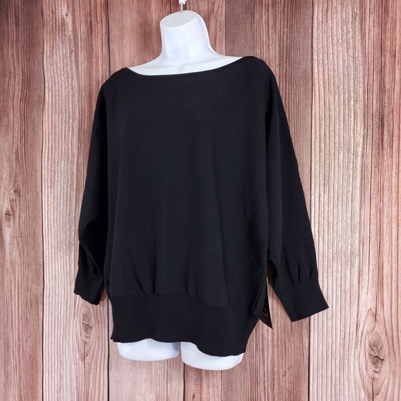 NWT Tuckernuck Womens Size XL Black Wide Neck Valencia Sweater Rayon Nylon - Picture 3 of 16